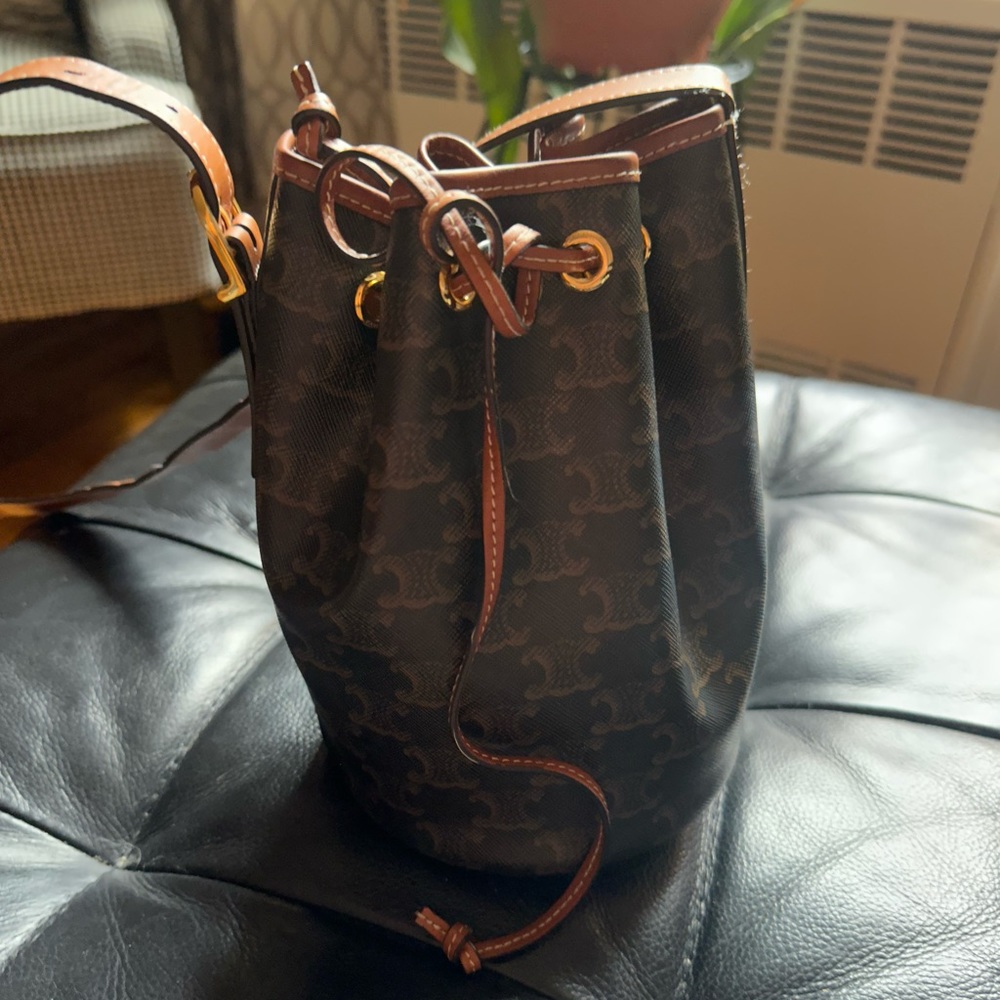 Celine Triomphe canvas small bucket bag